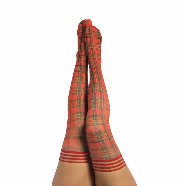 Kixies Grace Red Plaid Thigh-High