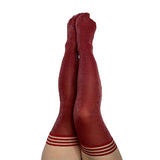 Kixies Holly Cranberry Shimmer Thigh-High Stockings - All Sizes