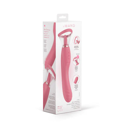 Le Wand Lick Double Ended Vibrator for both c-spot and g-spot along with a suction cup with a vibrating tongue