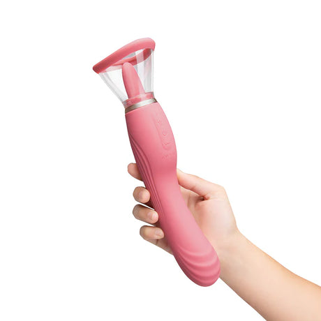 Le Wand Lick Double Ended Vibrator for both c-spot and g-spot along with a suction cup with a vibrating tongue