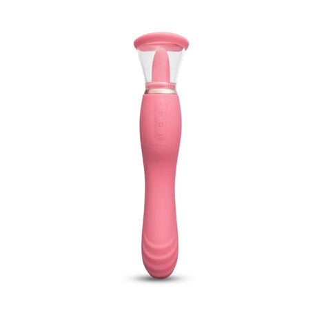 Le Wand Lick Double Ended Vibrator for both c-spot and g-spot along with a suction cup with a vibrating tongue