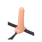 7 Inch Vibrating Hollow Strap On Harness In a Light Shade