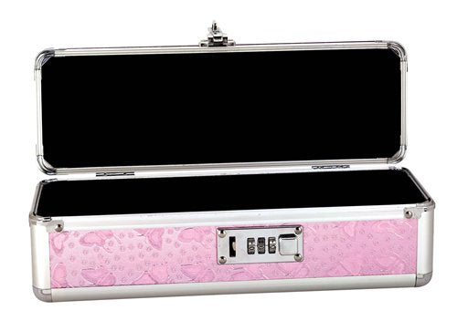 Lockable Vibrator Case - Black - Pink