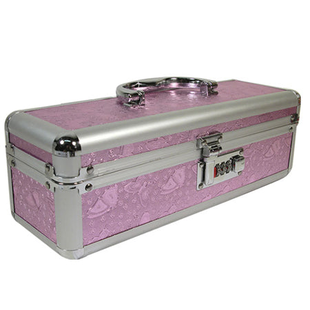 Lockable Vibrator Case - Black - Pink