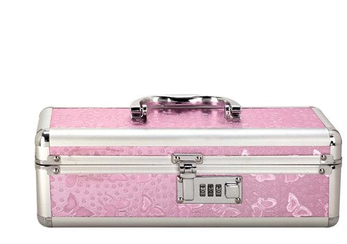 Lockable Vibrator Case - Black - Pink