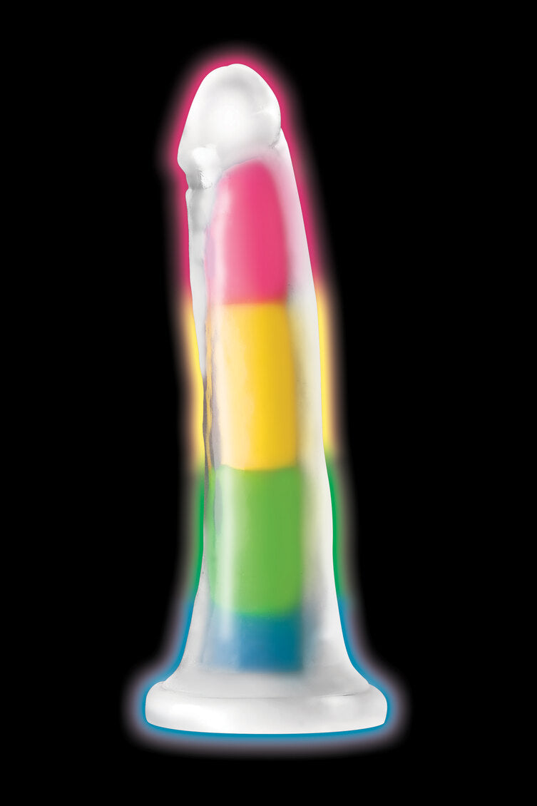 Lollicock 7" Glow In The Dark Rainbow Silicone Dildo Without Balls