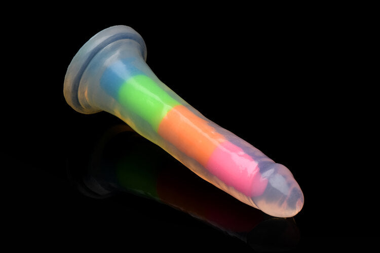 Lollicock 7" Glow In The Dark Rainbow Silicone Dildo Without Balls