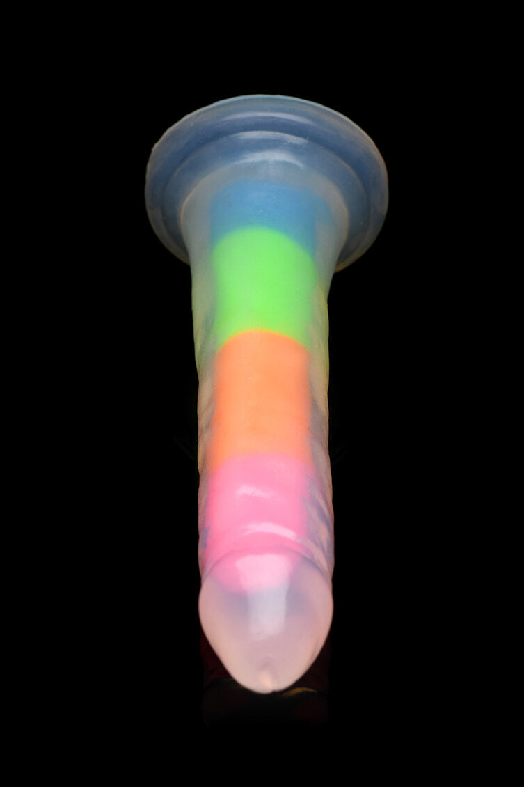 Lollicock 7" Glow In The Dark Rainbow Silicone Dildo Without Balls