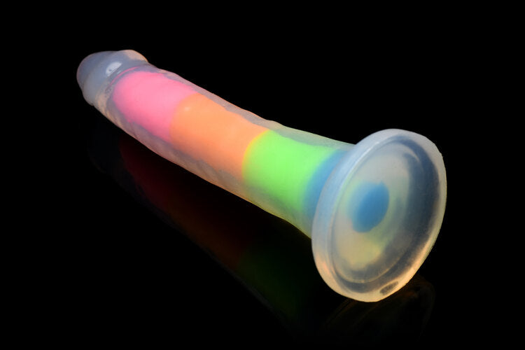 Lollicock 7" Glow In The Dark Rainbow Silicone Dildo Without Balls