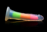 Lollicock 7" Glow In The Dark Rainbow Silicone Dildo Without Balls