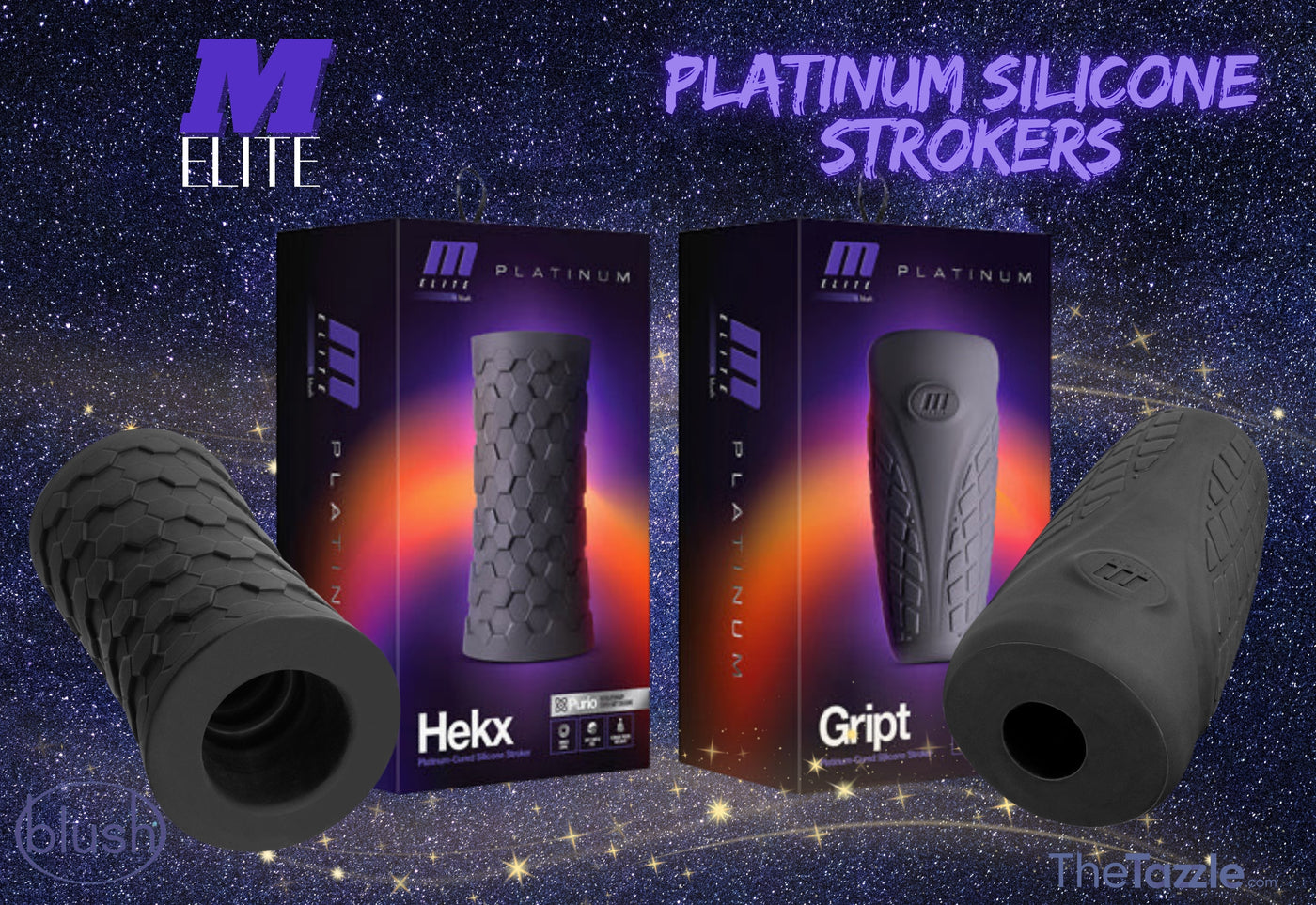 M Elite Platinum Silicone Strokers from Blush. Silicone masturbator silicone fleshlight