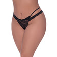 Ooh La Lace Cross Strap Split Crotch Tanga Black - All Sizes