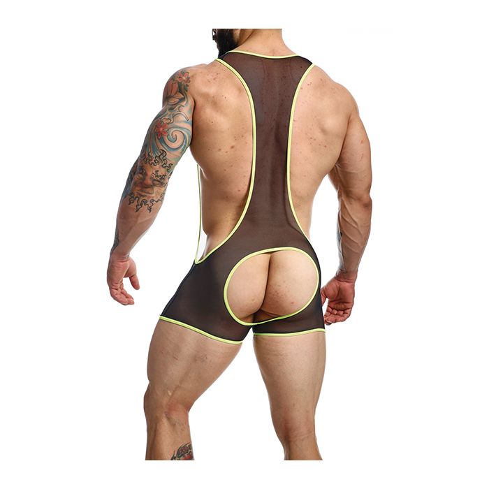 Men's MOB Black Sheer Singlet w/Lime Trim