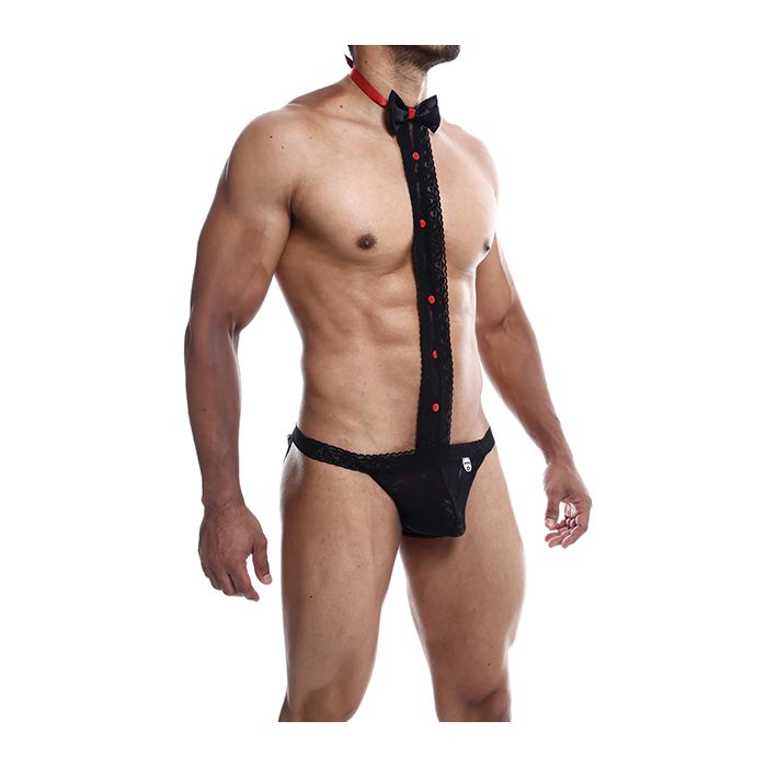 Men's Black Tuxedo Lace Jockstrap Sexy Costume