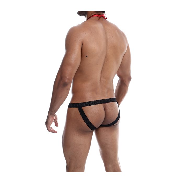 Men's Black Tuxedo Lace Jockstrap Sexy Costume