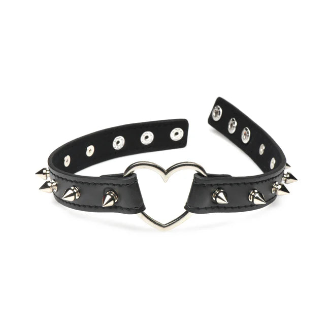 Master Series Spiked Heart Black Choker