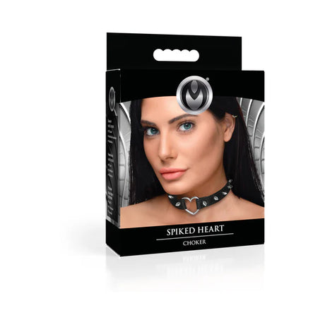 Master Series Spiked Heart Black Choker