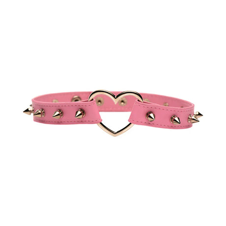 Master Series Spiked Heart PInk Choker