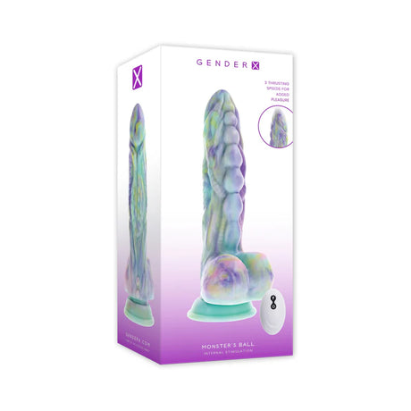 the box of the colorful silicone monster dildo with balls and bulbs