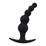 large black beaded silicone anal plug with a t base
