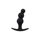 black beaded silicone anal plug with a t base in small size