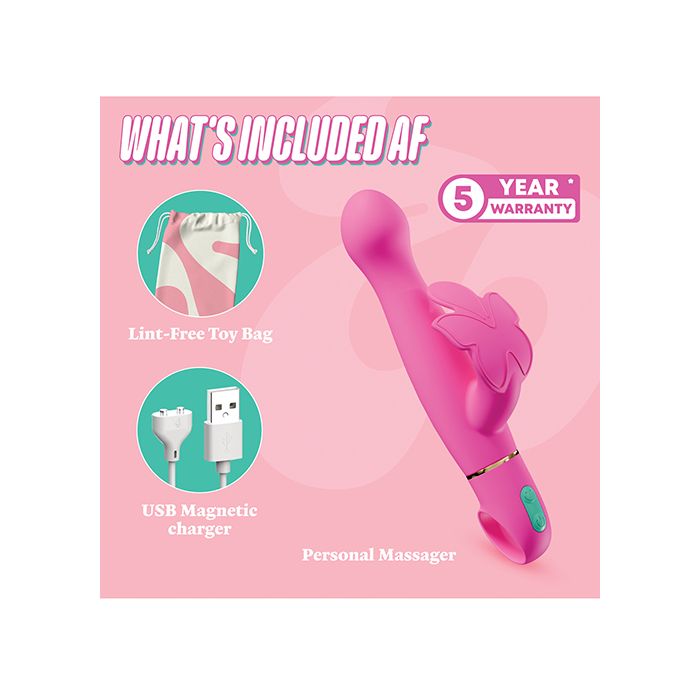 Aria Naughty AF 2.0 Pink Rechargeable Rabbit Bunny Dual Stimulator Vibrator by Blush