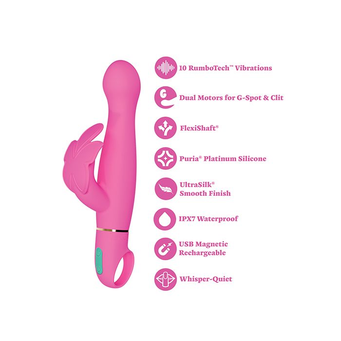 Aria Naughty AF 2.0 Pink Rechargeable Rabbit Bunny Dual Stimulator Vibrator by Blush