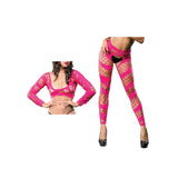 Naughty Girl Crotchless Mesh & Fishnet Leggings - Pink