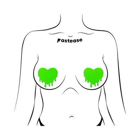 Pastease Neon Green Melty Heart Nipple Pasties