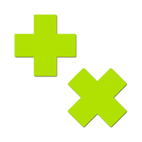 Neon Yellow Glow In The Dark Cross Pasties