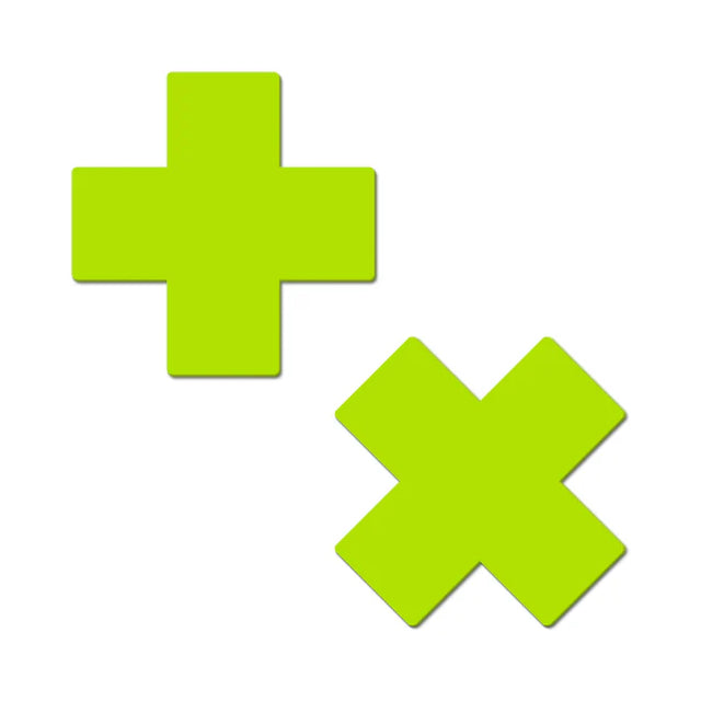 Neon Yellow Glow In The Dark Cross Pasties