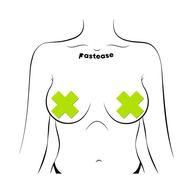 Neon Yellow Glow In The Dark Cross Pasties