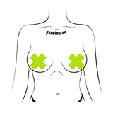 Neon Yellow Glow In The Dark Cross Pasties