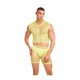 Net-Bula Sleeveless Mesh Shirt Long Briefs w/Thong Set