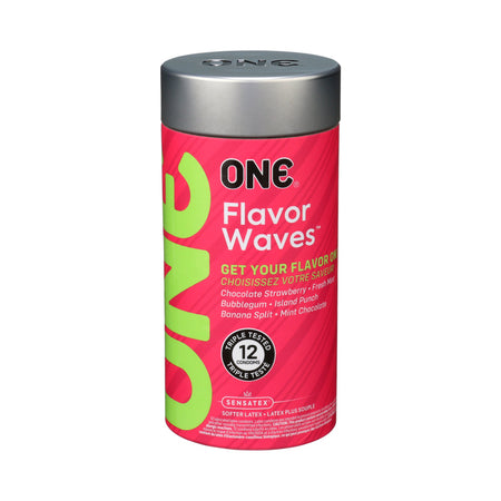 One Flavor Waves Assorted Flavored Condoms - 12-Pack