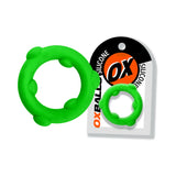 oxballs super stretchy green silicone cockring called oxballs spinner
