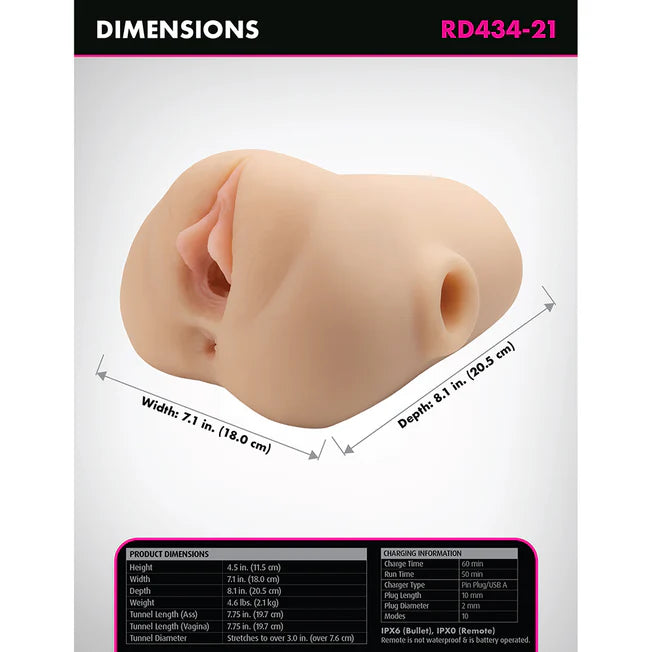 PDX Plus Double Pounder Vibrating Squeeze Stroker