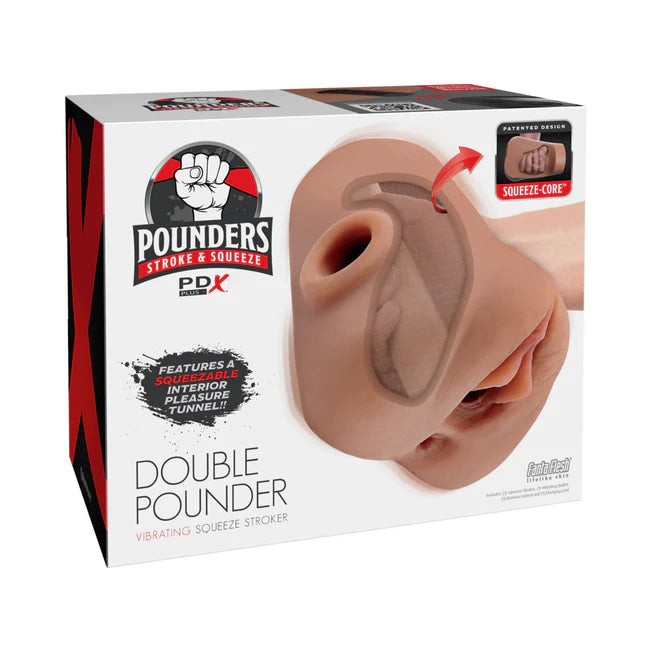 PDX Plus Double Pounder Vibrating Squeeze Stroker