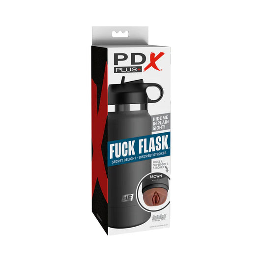 PDX Plus Fuck Flask Discreet Bottle Stroker Brown - Grey