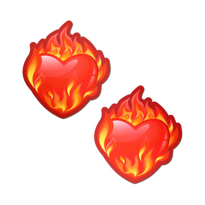 Flaming Heart Nipple Pasties