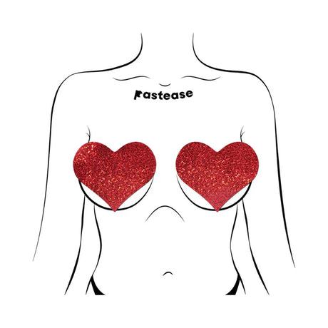 Pastease Heart Glitter Red Full Breast Covers