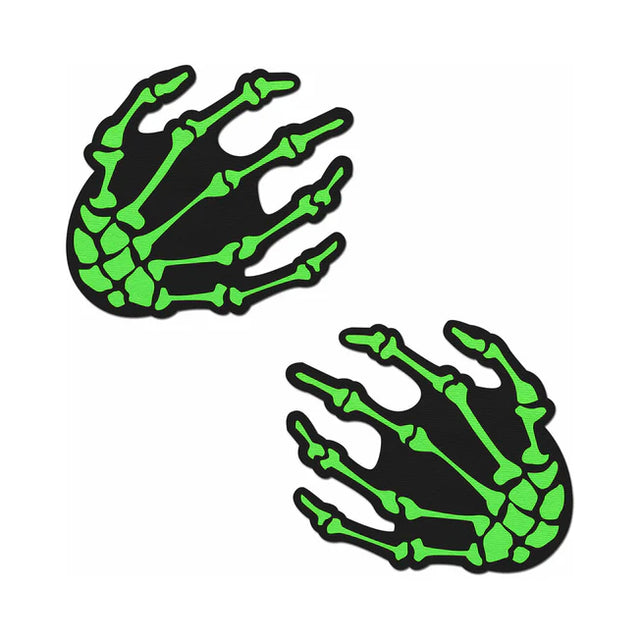 Pastease Zombie UV Reactive Boney Hands Nipple Pasties