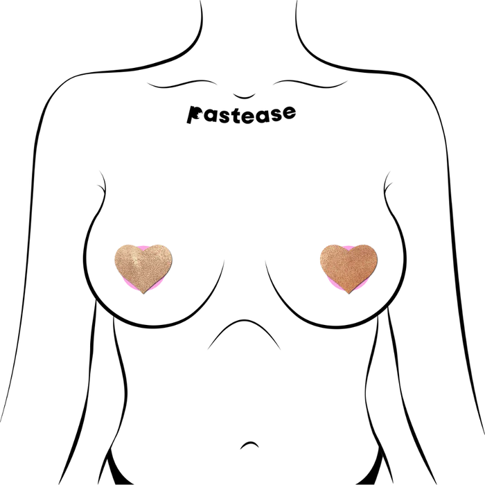 Pastease Petites Liquid Hearts Pasties in Rose Gold - 2-Pack