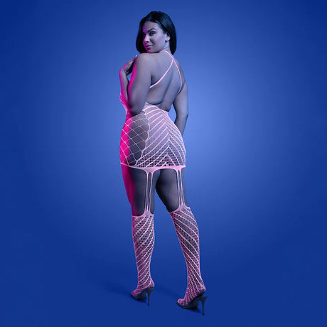 Glow Metamorphic Pink Bodystocking  - Queen Size