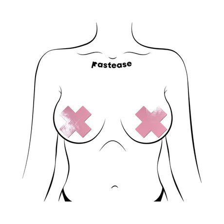 Baby Pink Leather Cross Pasties Dimensions