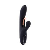 Playboy Aureus Black Rabbit Tickler Vibrator. USB Rechargeable Dual Stimulator Vibrator in Black. G-Spot tickler dual stimulator by Playboy