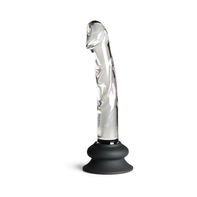 Pleasure Crystals Glass Dildo With Silicone Base 7in