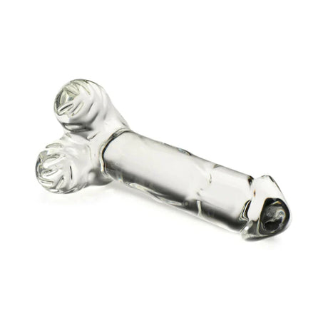 Pleasure Crystals Glass Dildo With Balls 7.1in