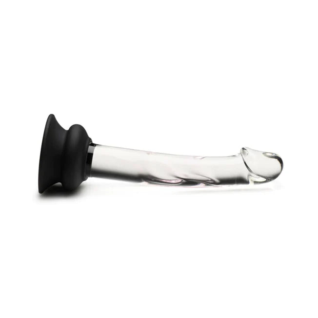 Pleasure Crystals Glass Dildo With Silicone Base 7in