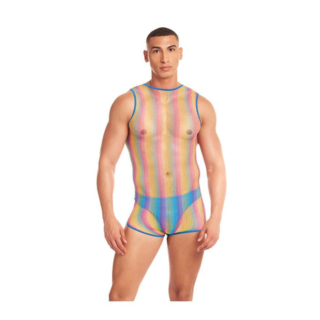 Pride Star Rainbow Mesh Singlet Set With Thong